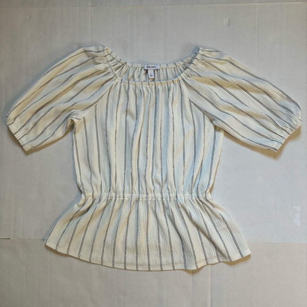 Nine West- Striped Peplum Blouse Size Small